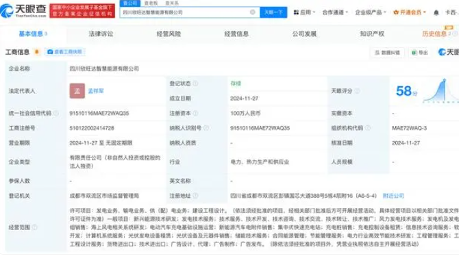 欣旺达在四川成立智慧能源公司 含充电桩销售业务